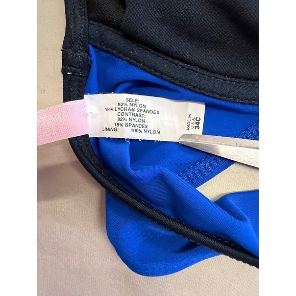 Victoria's Secret Y2K Royal Blue Black Trim Bikini Racerback Bottom M Top 34C‎ - Picture 7 of 11